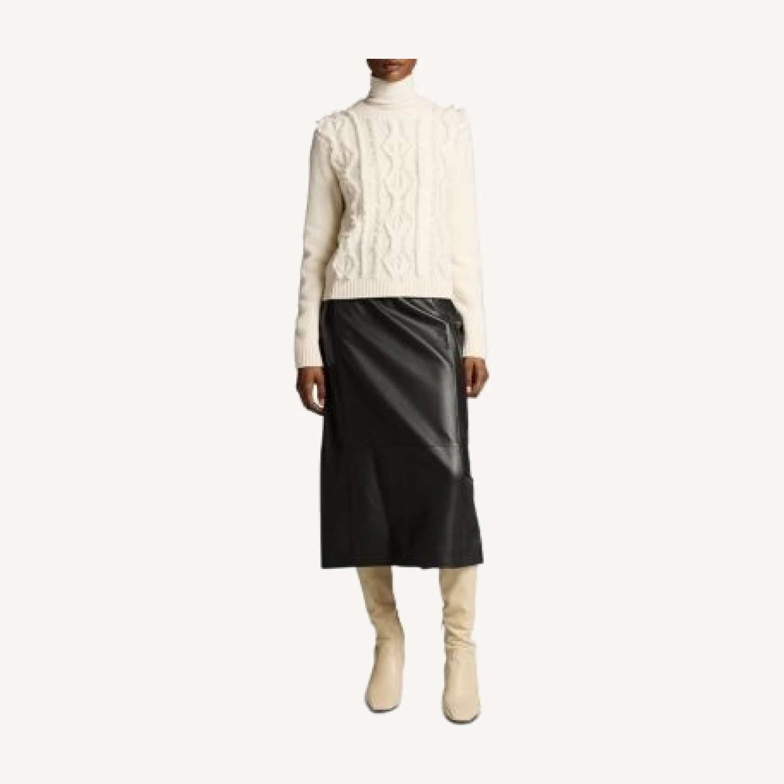 Vince Cut Float Wool Crewneck Cable Knit Sweater