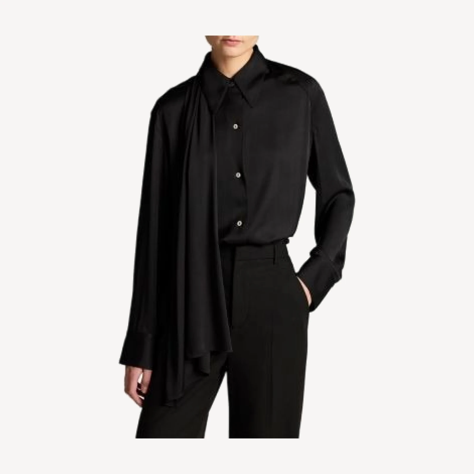 Vince Draped Scarf Tie Long Sleeve Shirt