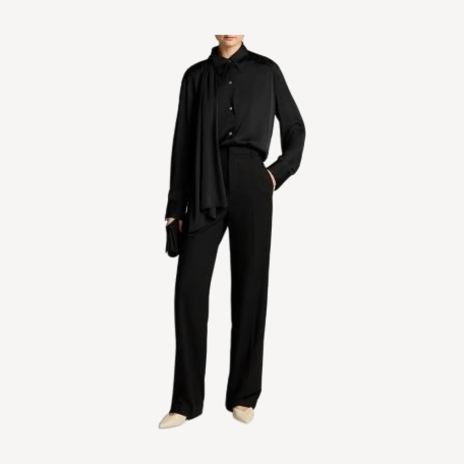 Vince Draped Scarf Tie Long Sleeve Shirt