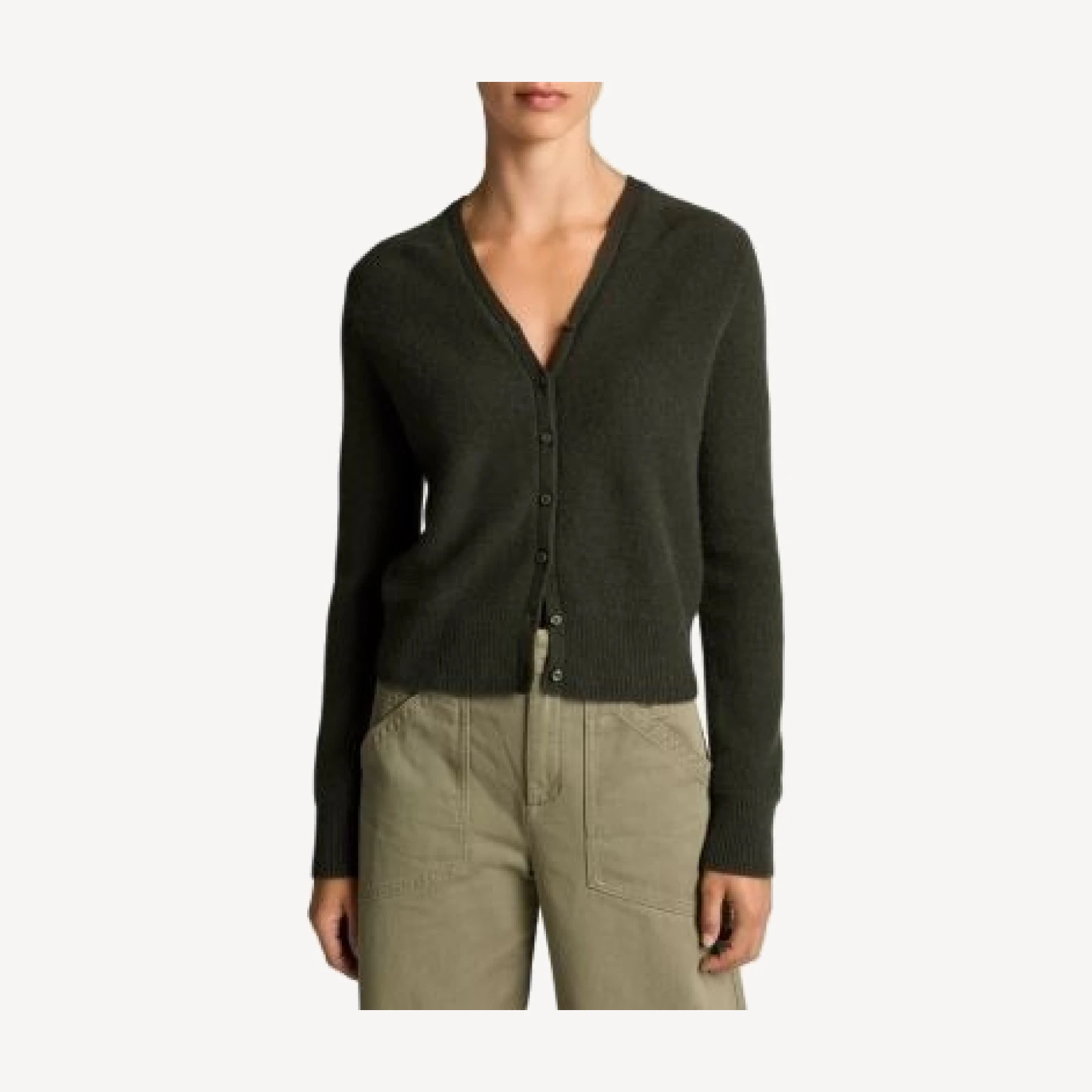 Vince Boiled Cashmere Long Sleeve V Neck Cardigan