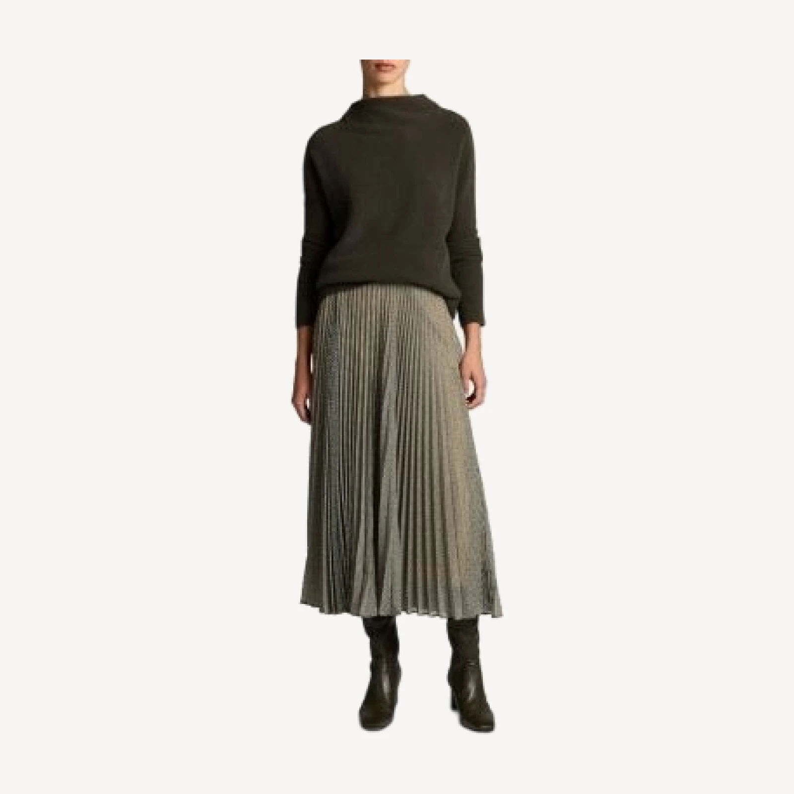 Vince Sheer Houndstooth Pleated PullOnSkirt