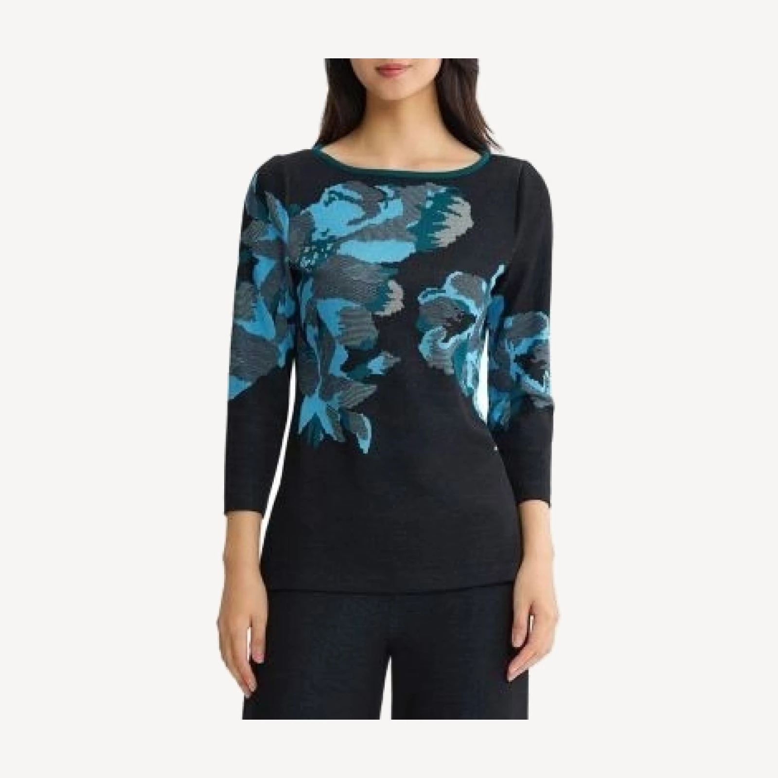 Ming Wang Plus Floral Jacquard Soft Knit Tunic