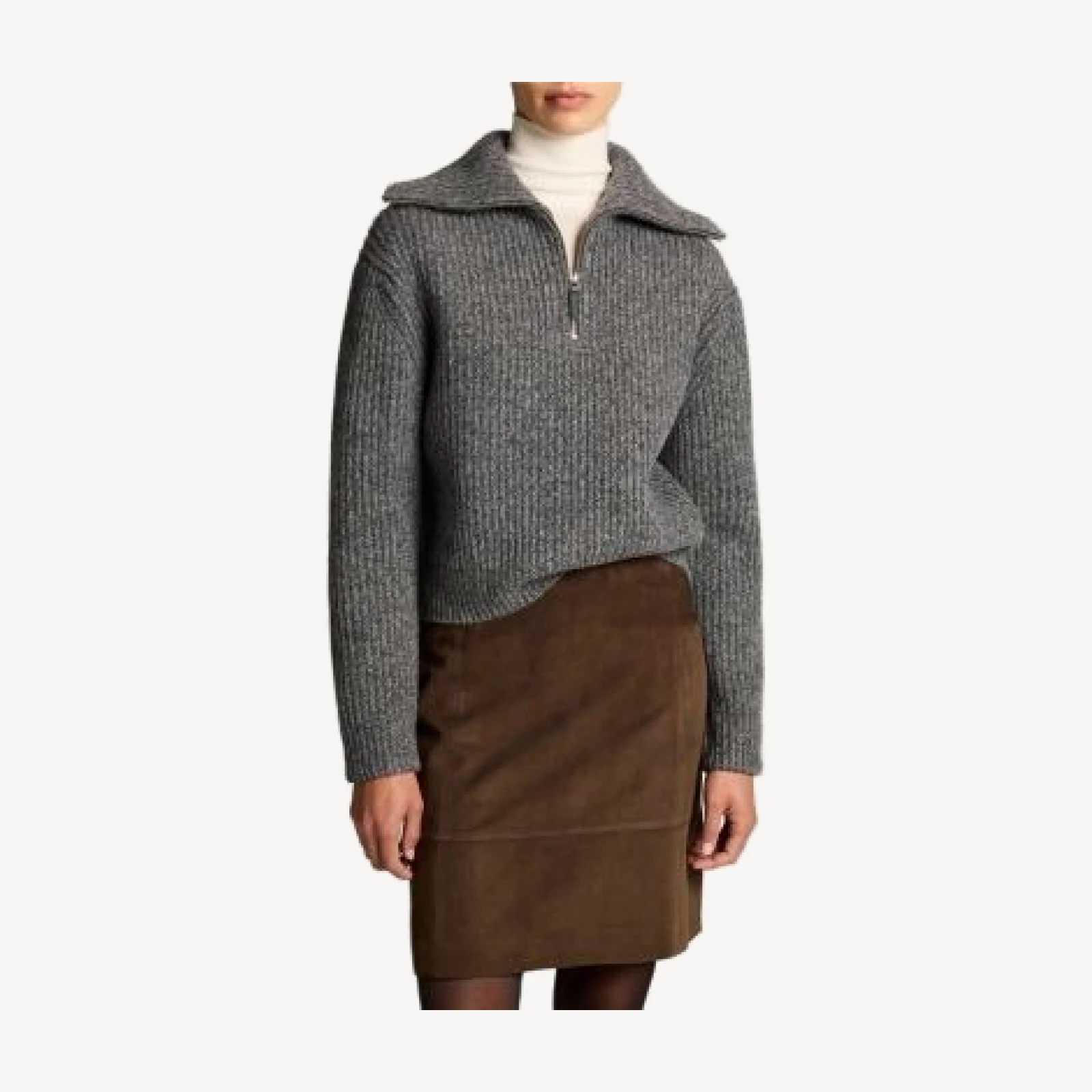 Vince Wool Cashmere Sailor Collar Half Zip Sweater