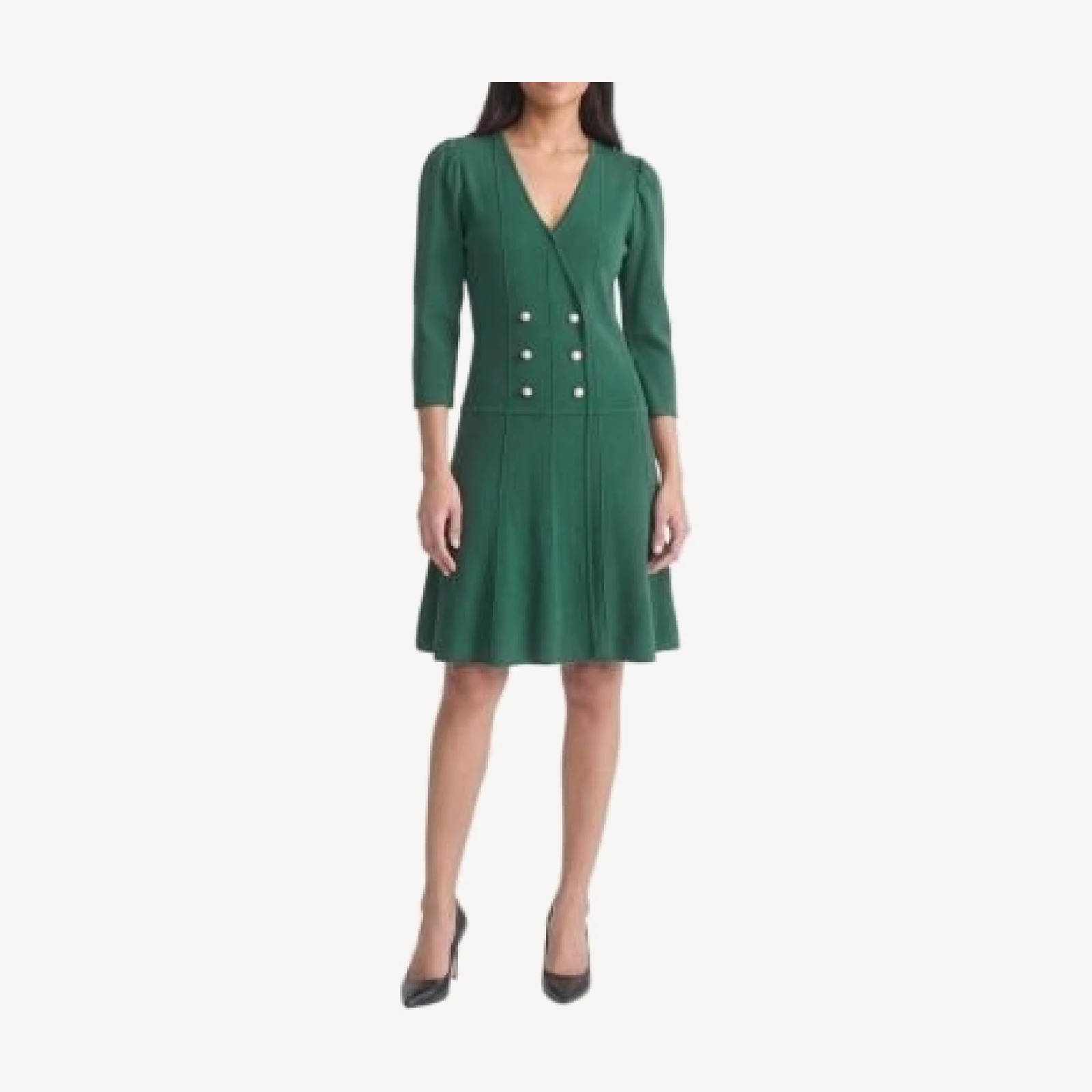 Ming Wang A-Line Faux Wrap Soft Knit Dress