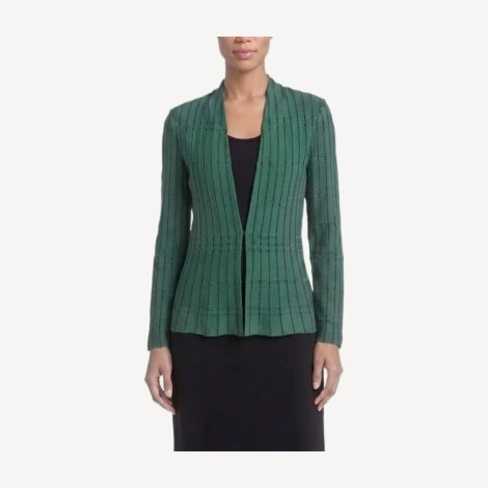 Ming Wang Petite Dotted Stripe Peplum Knit Jacket