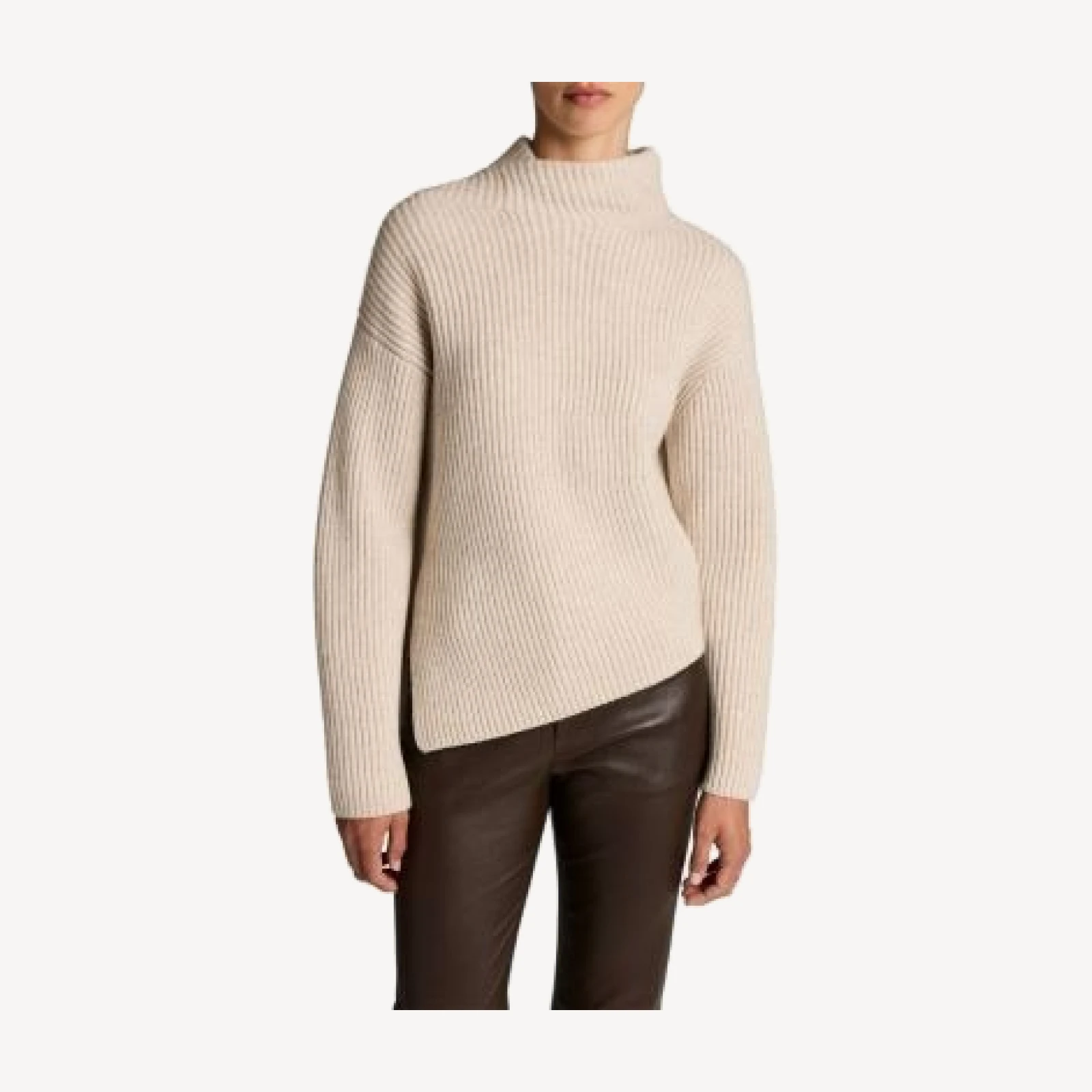 Vince Wool & Cashmere Draped Rib Shawl Sweater