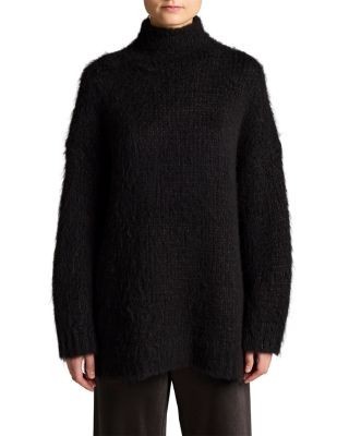 Vince Wool & Cotton Oversized Brushed Mock Neck Sweater