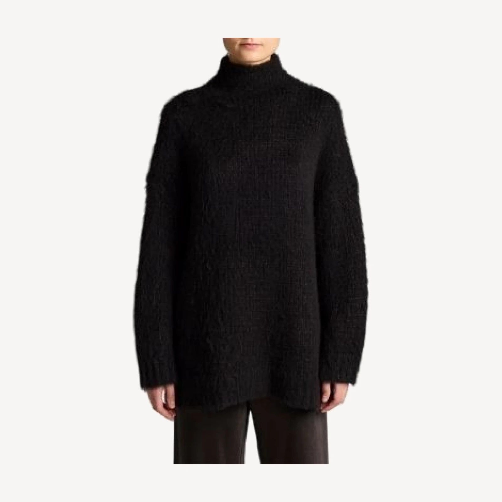 Vince Wool & Cotton Oversized Brushed Mock Neck Sweater