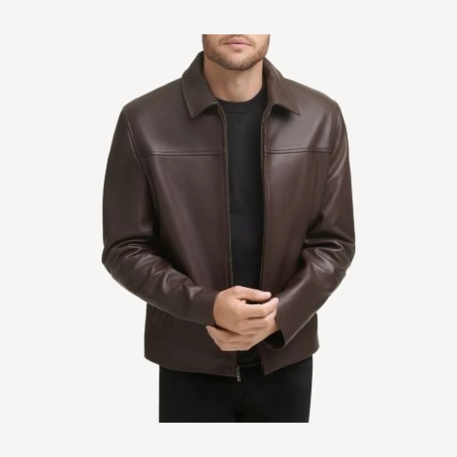 Cole Haan Zip Front Leather Jacket