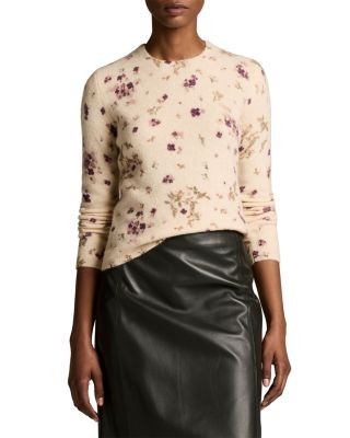 Vince Printed Long Sleeve Crewneck Top