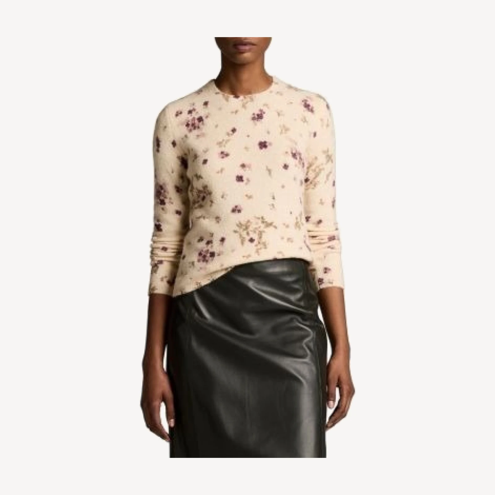 Vince Printed Long Sleeve Crewneck Top