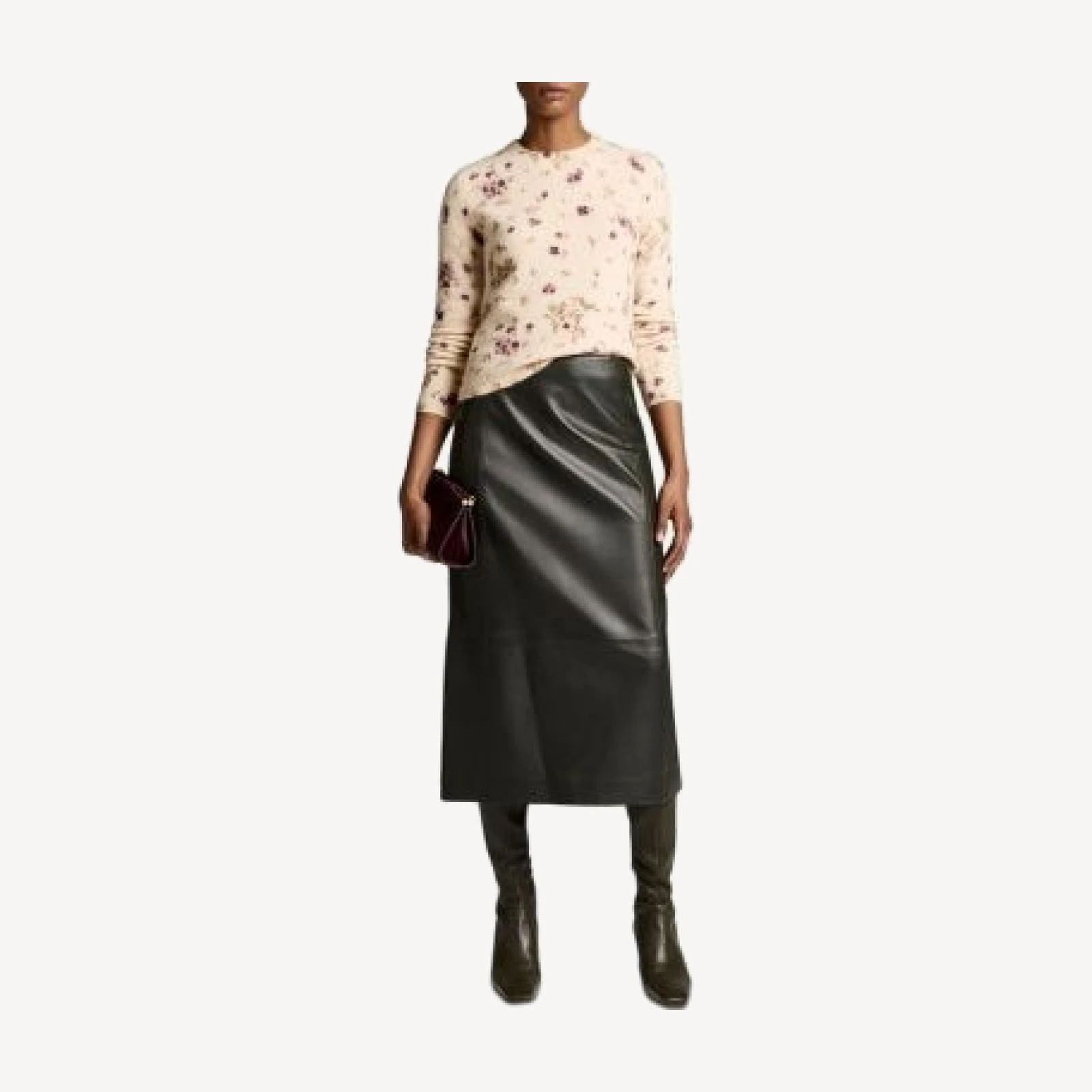 Vince Printed Long Sleeve Crewneck Top