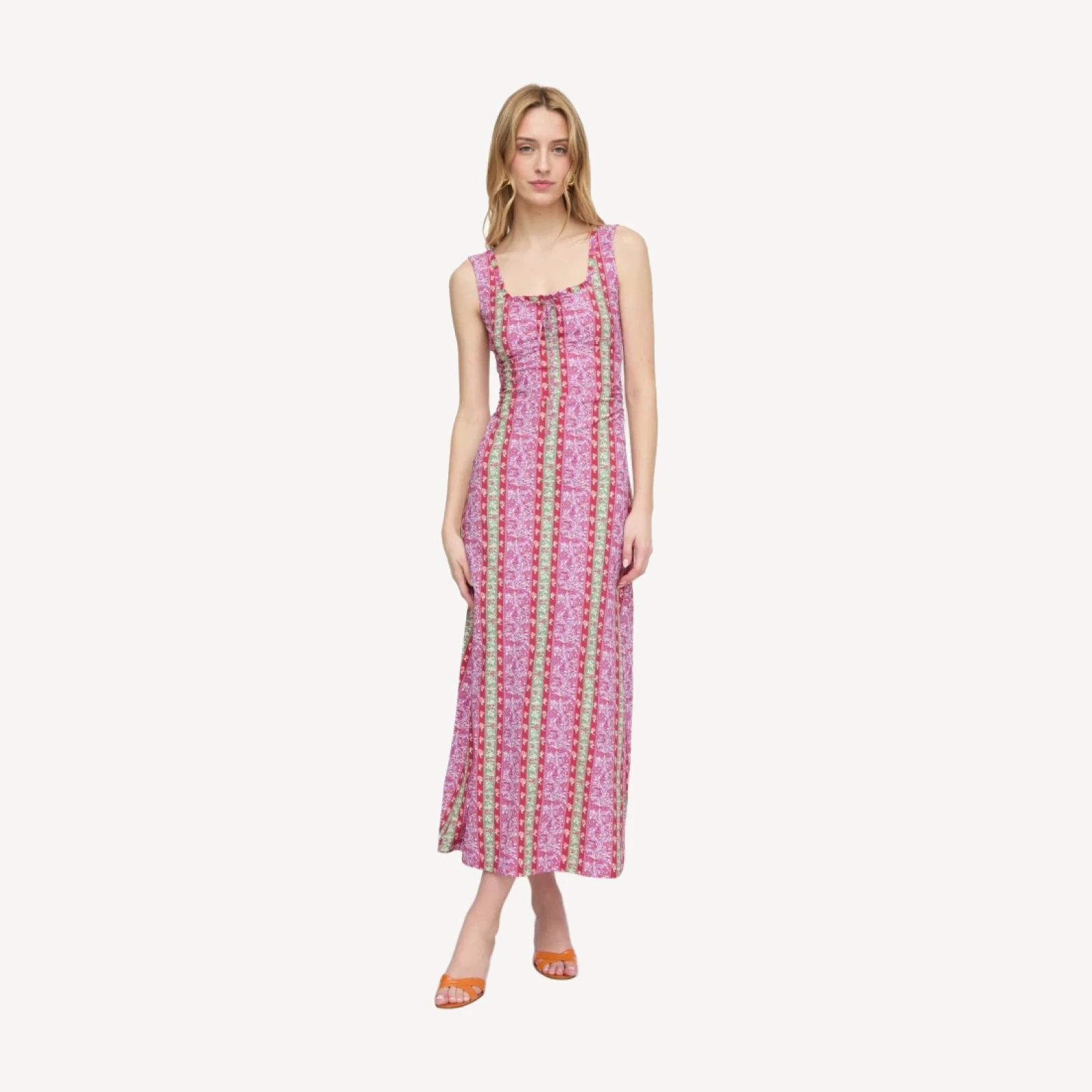 The Coraline Dress - Sunset Etched Floral Stripe
