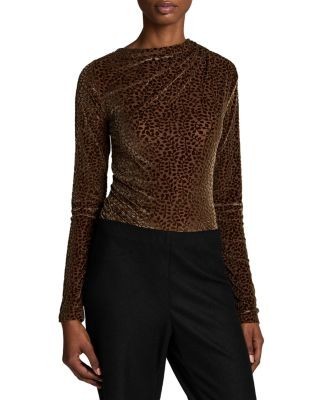 Vince Velour Burnout Vine Pattern Top