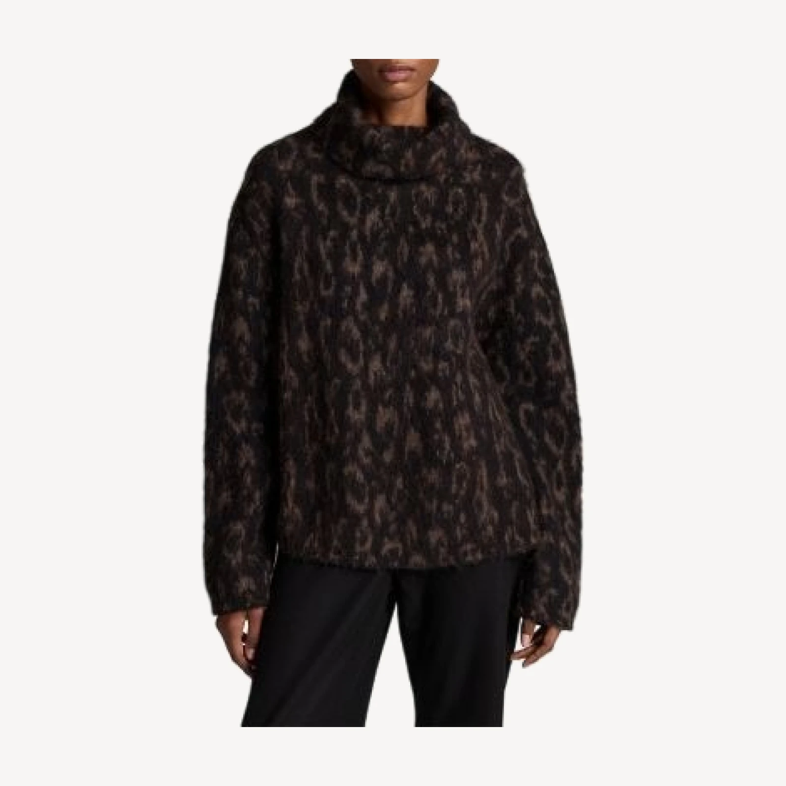 Vince Oversized Jacquard Turtleneck Sweater