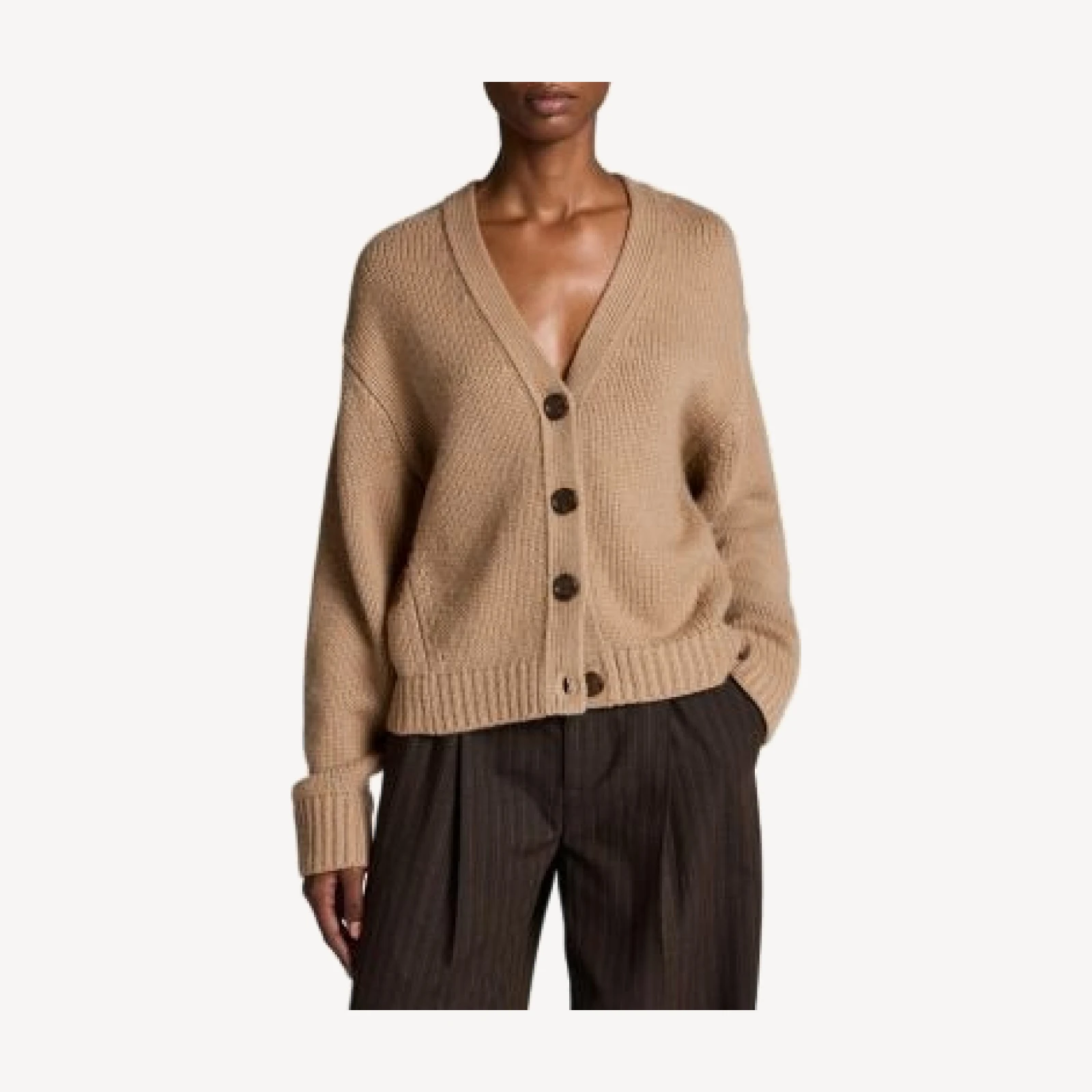 Vince Wool & Cashmere Boxy V Neck Cardigan