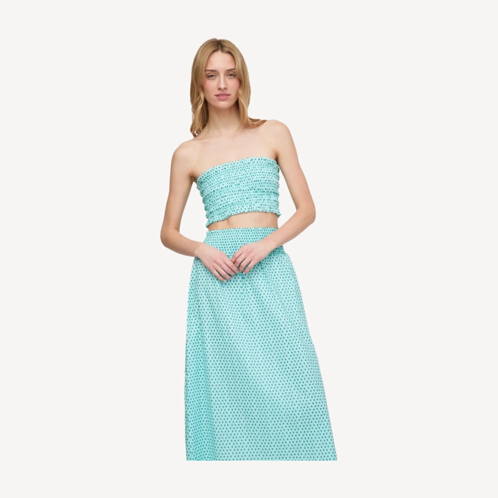 The June Nap Top - Teal Poppy Half Drop