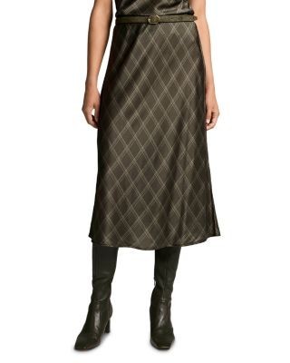 Vince Diamond Plaid Slip Skirt