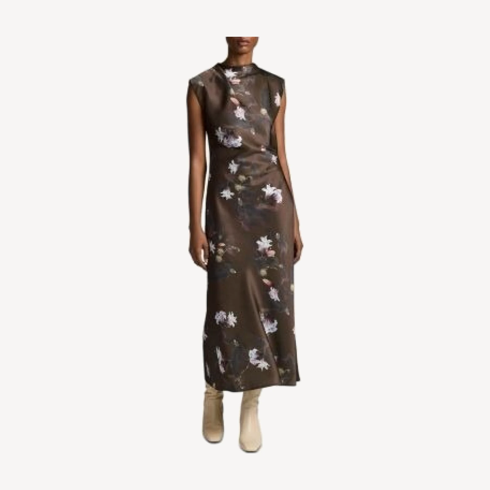 Vince Lily Vine Draped Funnel Neck Dress