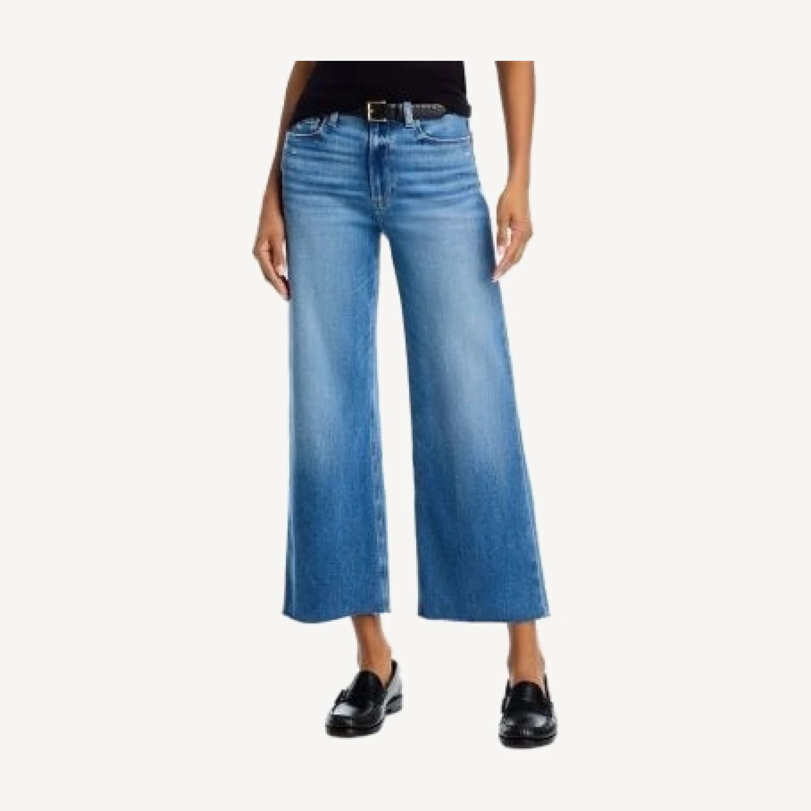 Paige Anessa High Rise Wide Leg Ankle Jeans in Rock Show Distressed