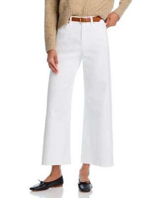 Paige Anessa Raw Hem High Rise Cropped Wide Leg Jeans in Crisp White