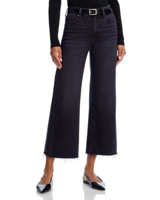 Paige Anessa High Rise Wide Leg Ankle Jeans in Black Lotus