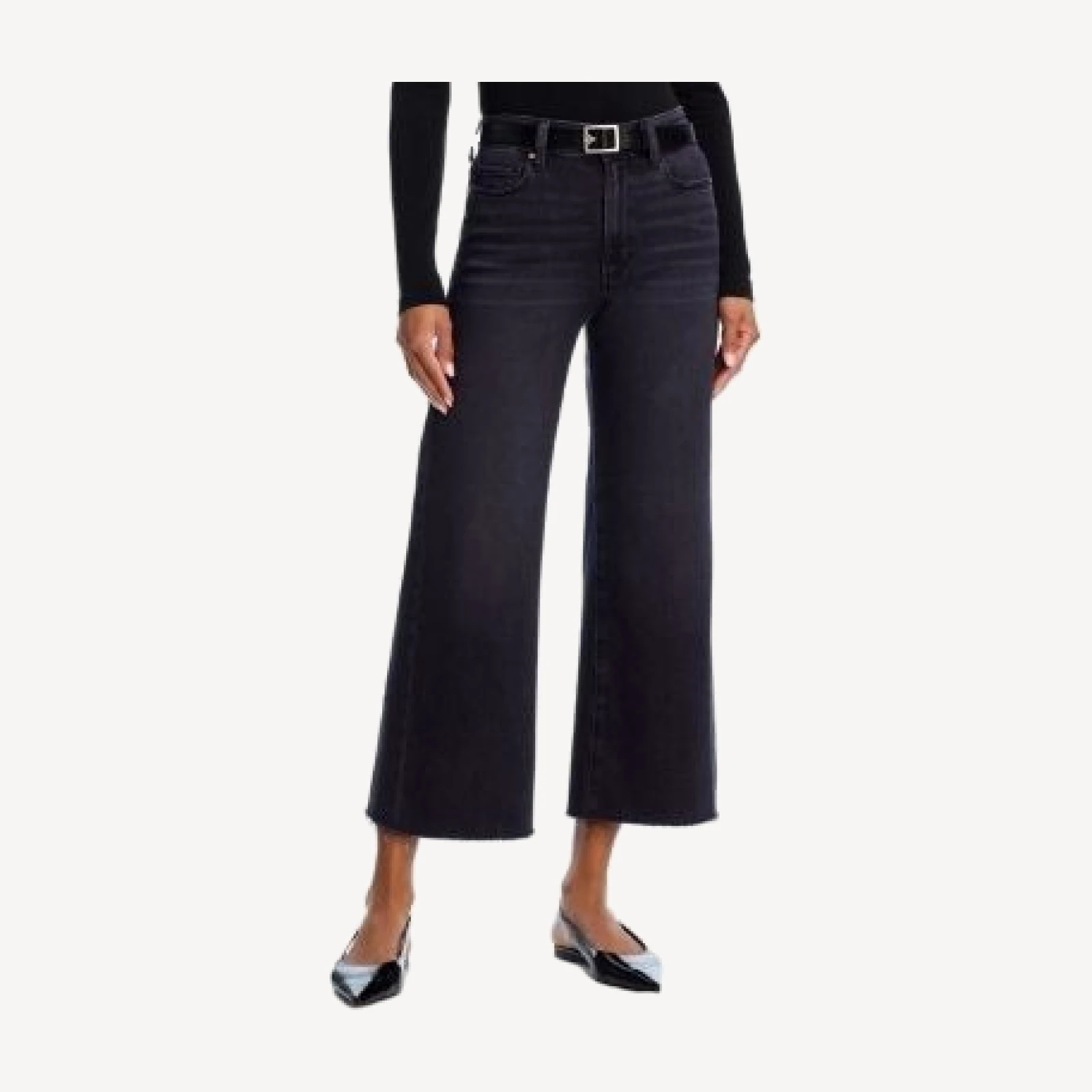 Paige Anessa High Rise Wide Leg Ankle Jeans in Black Lotus
