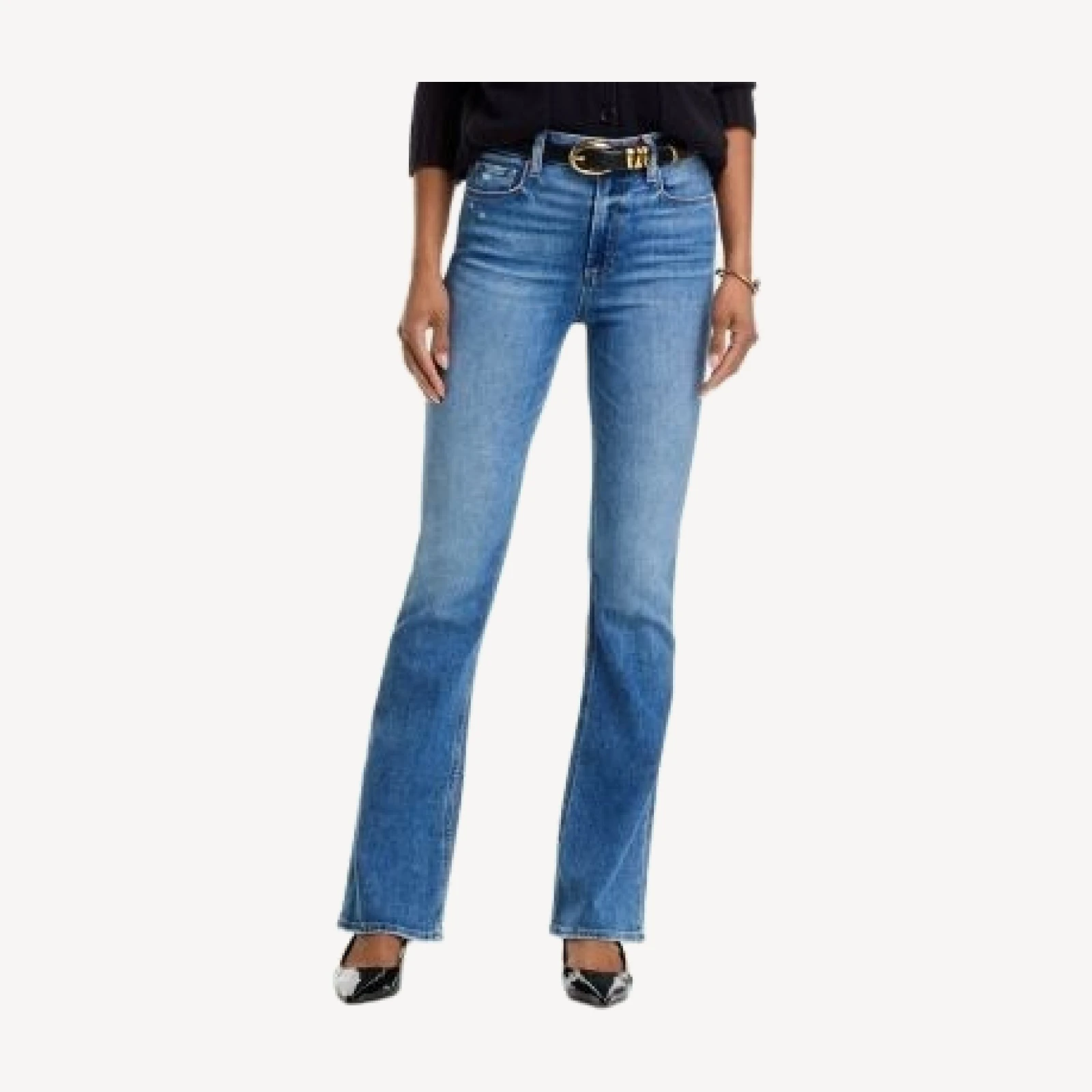 Paige Laurel Canyon High Rise Flare Jeans in Rock Show Distressed