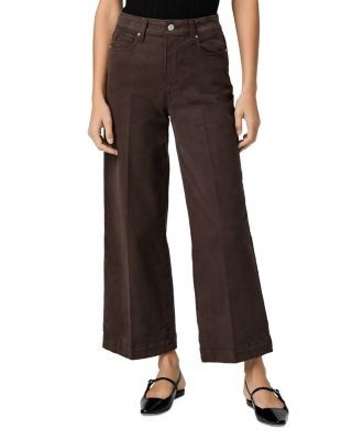 Paige Anessa Cropped Wide Leg Jeans in Rich Chocolate