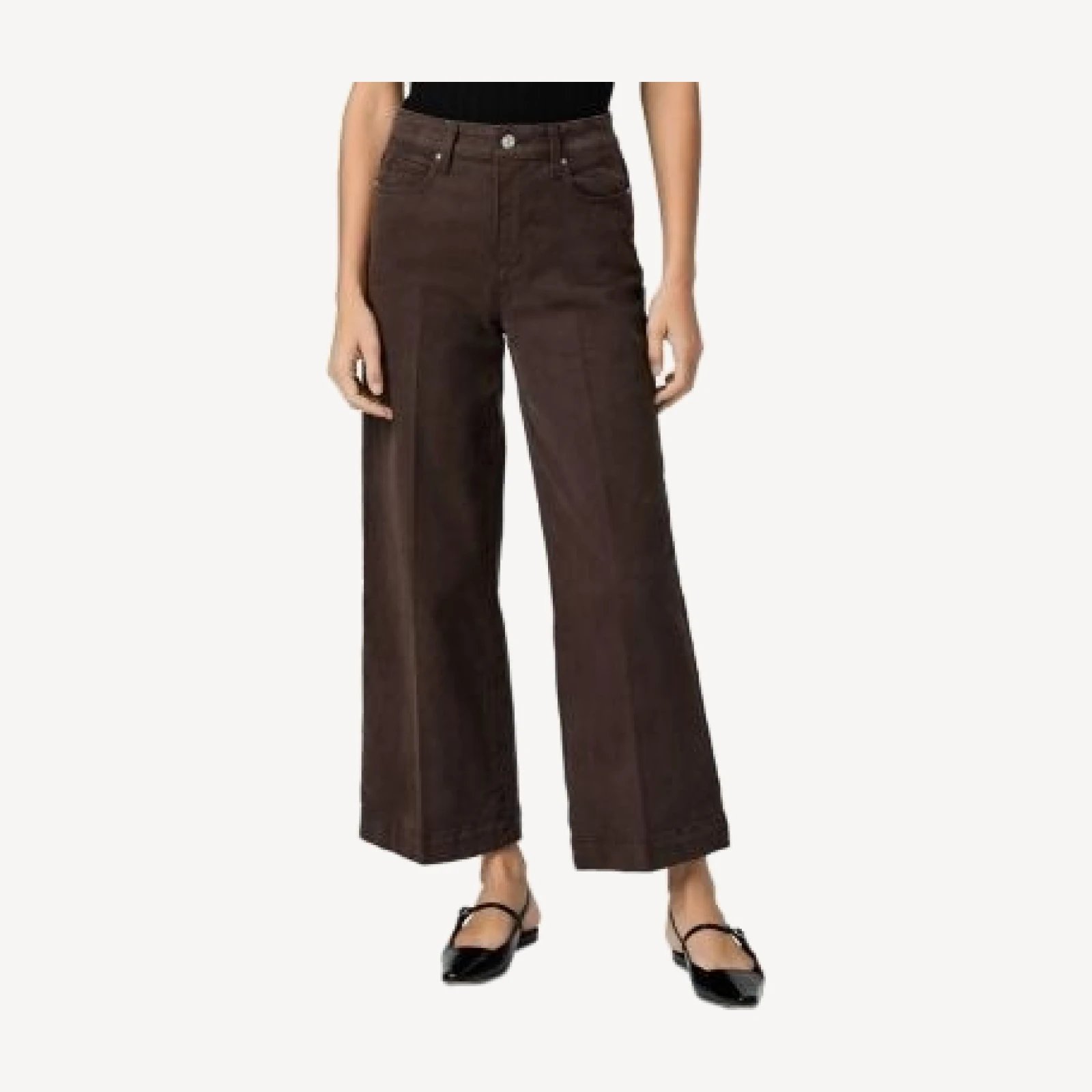 Paige Anessa Cropped Wide Leg Jeans in Rich Chocolate