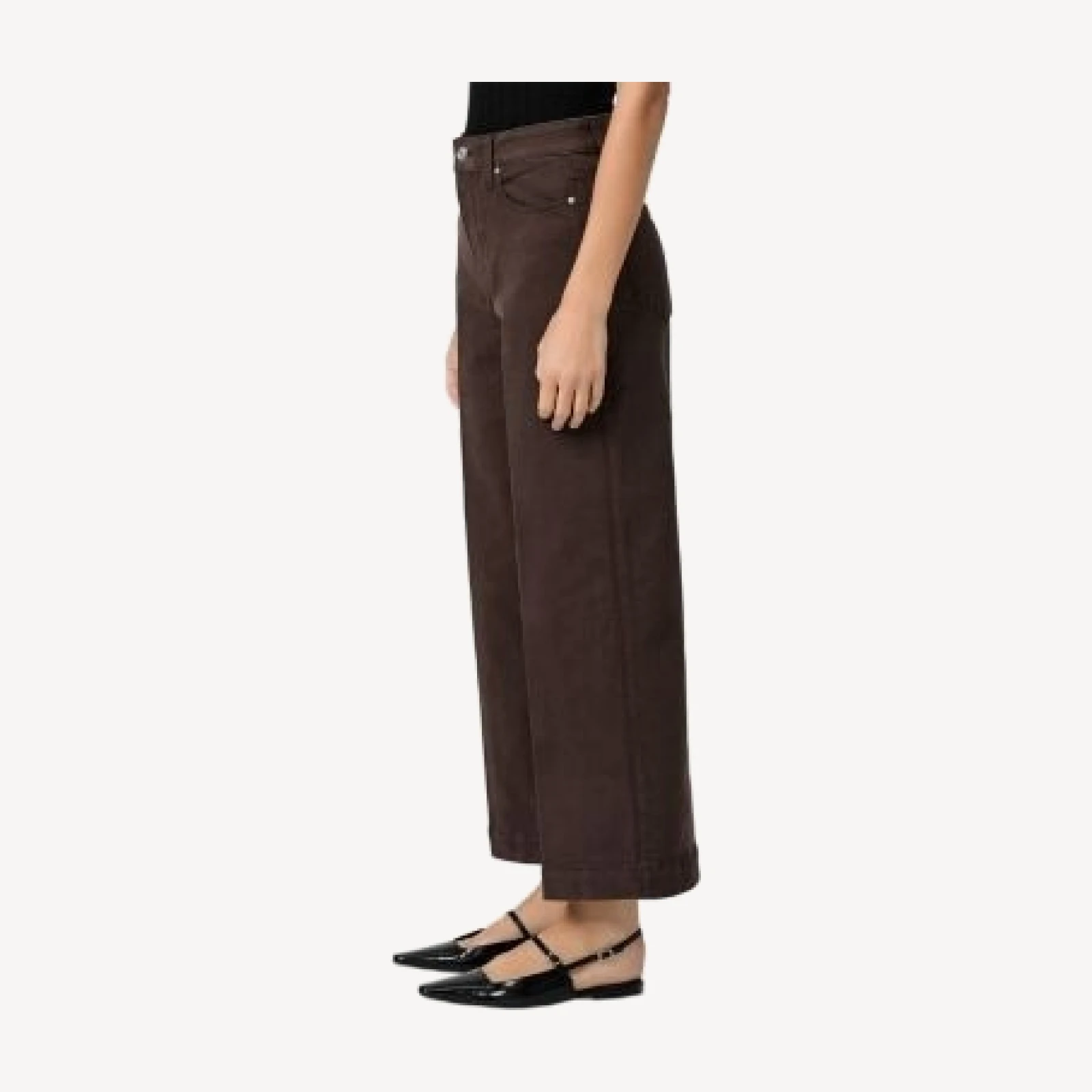 Paige Anessa Cropped Wide Leg Jeans in Rich Chocolate