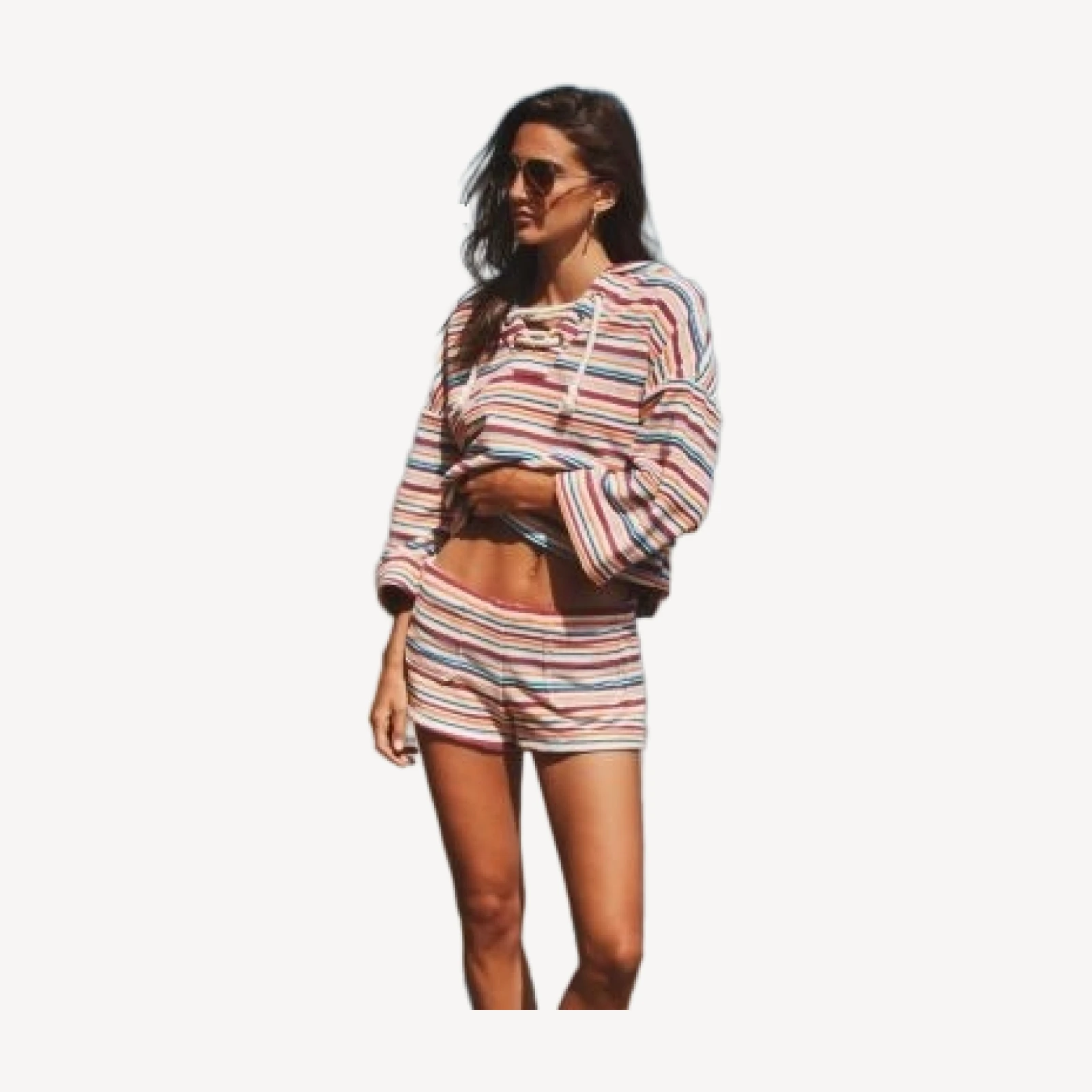 L'Agence Amiya Watercolor Stripe Swim Cover-Up Shorts