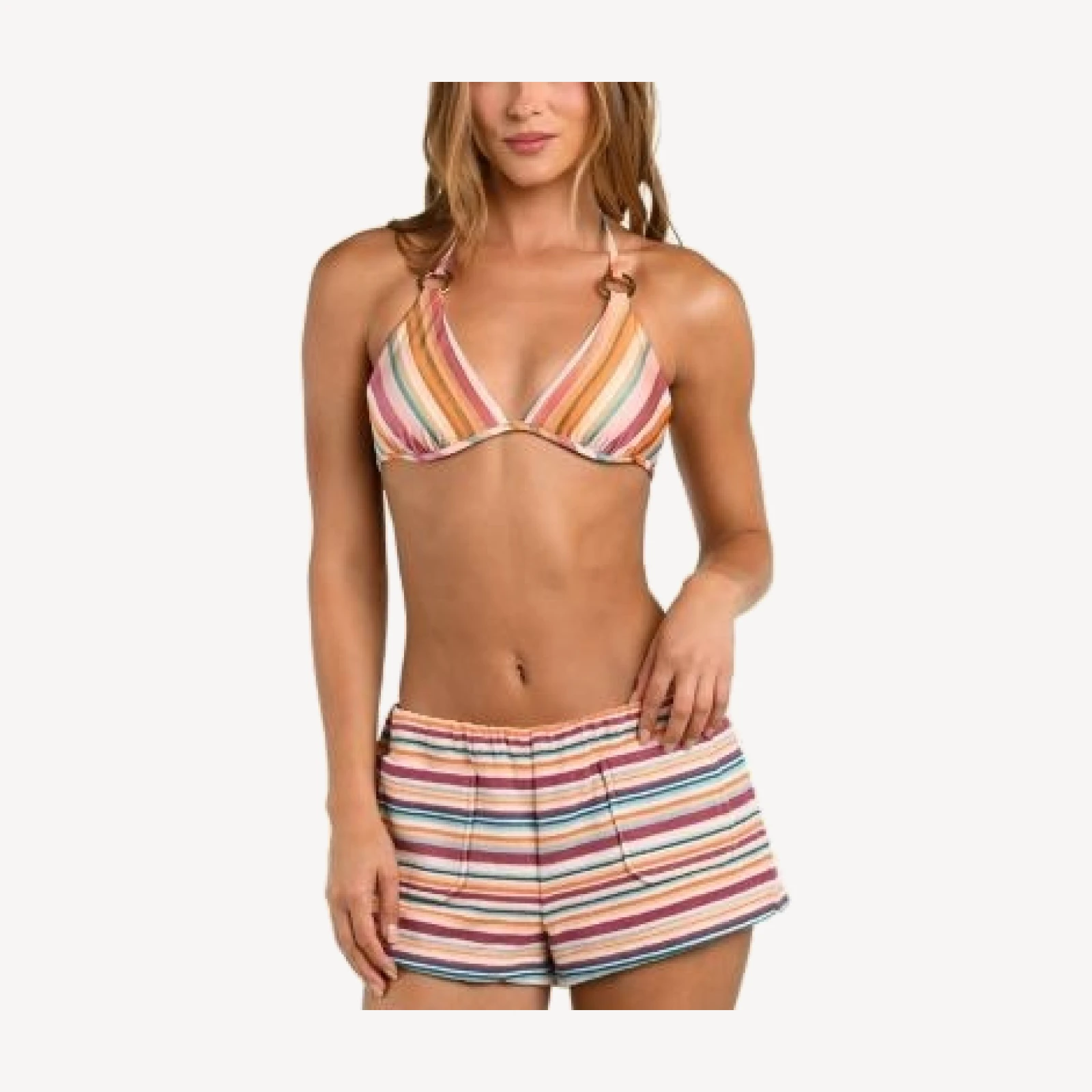 L'Agence Amiya Watercolor Stripe Swim Cover-Up Shorts