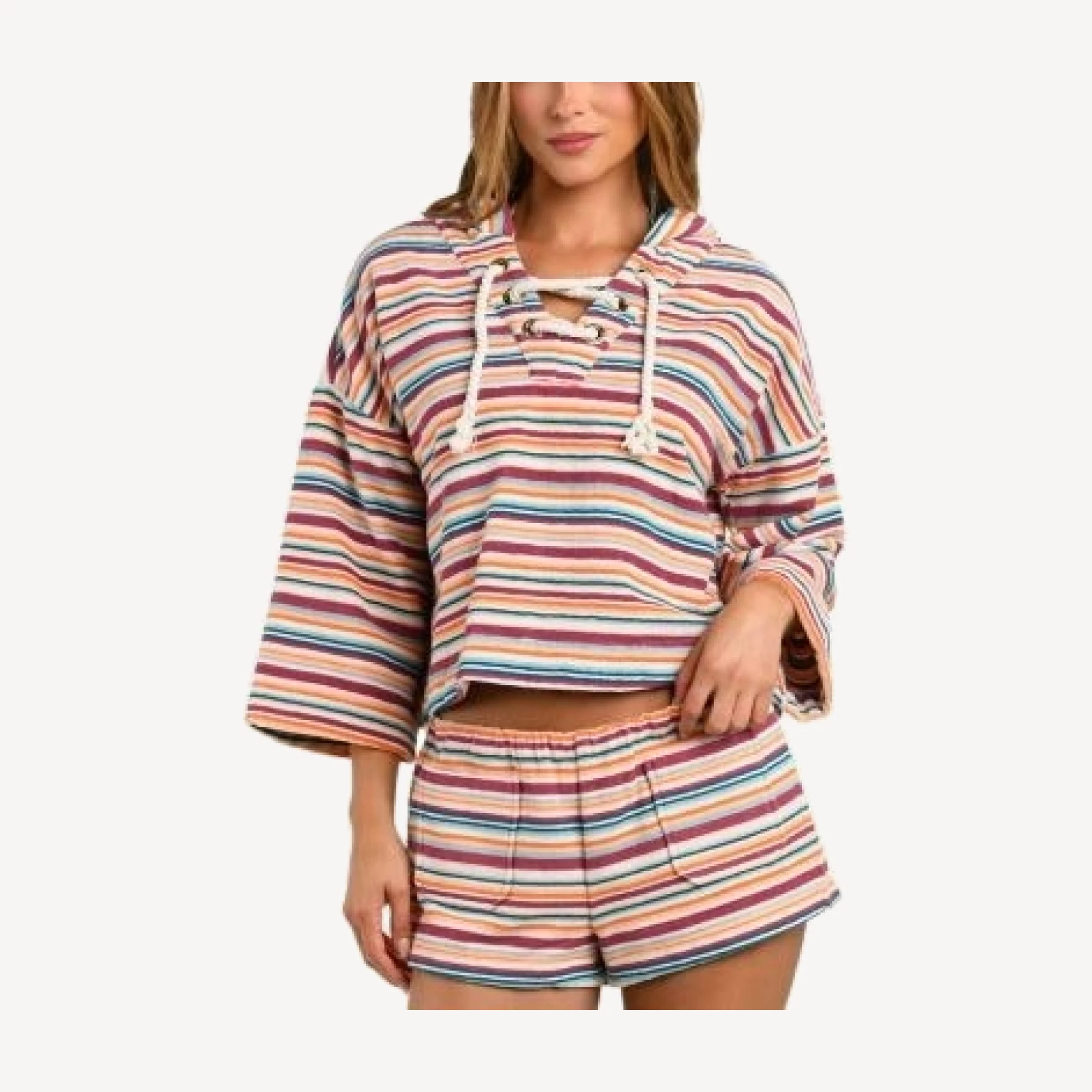 L'Agence Amiya Watercolor Stripe Swim Cover-Up Shorts