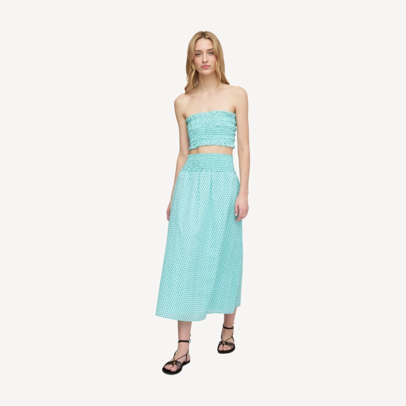 The Delphine Nap Skirt - Teal Poppy Half Drop