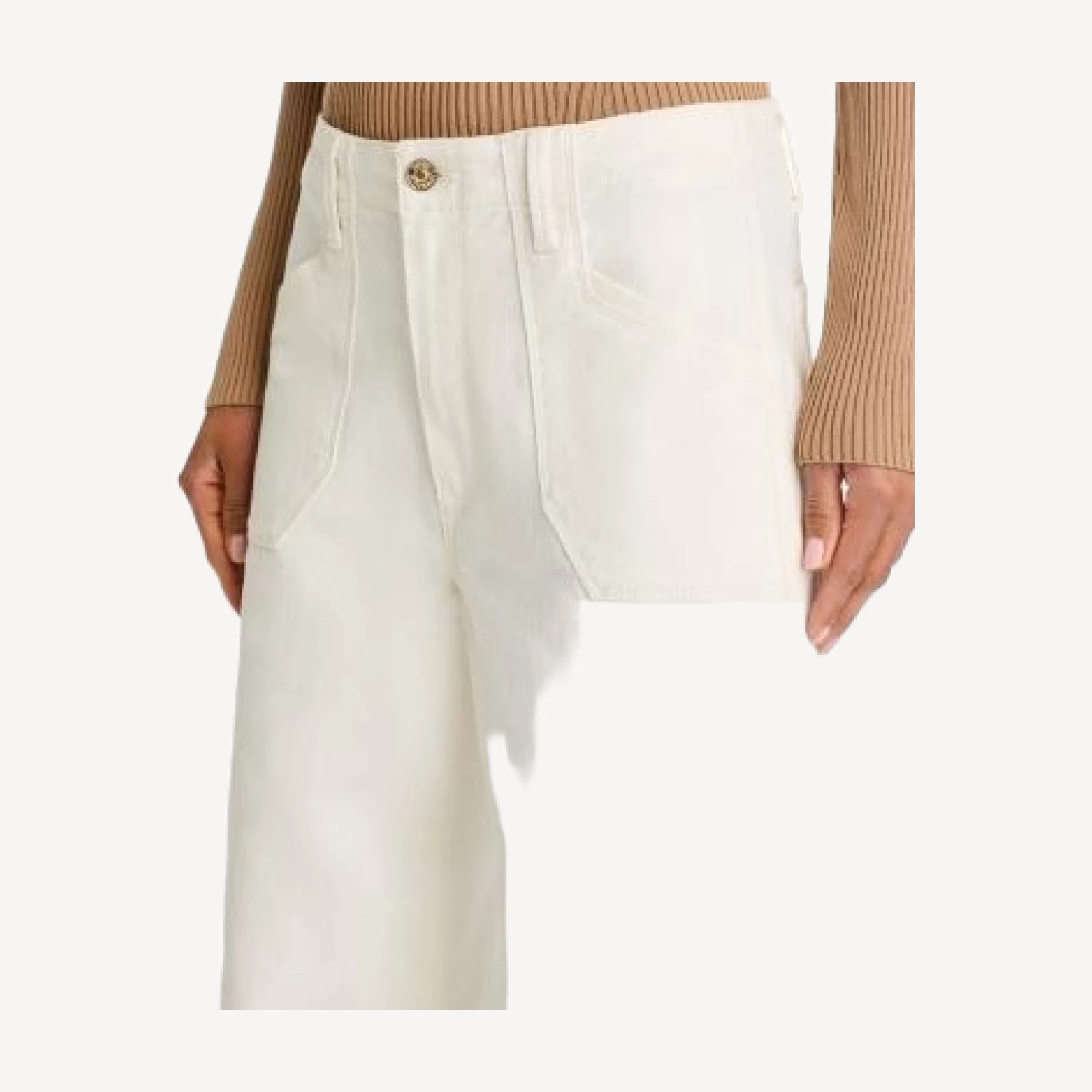 Paige Anessa High Rise Wide Leg Ankle Jeans in Tonal Ecru