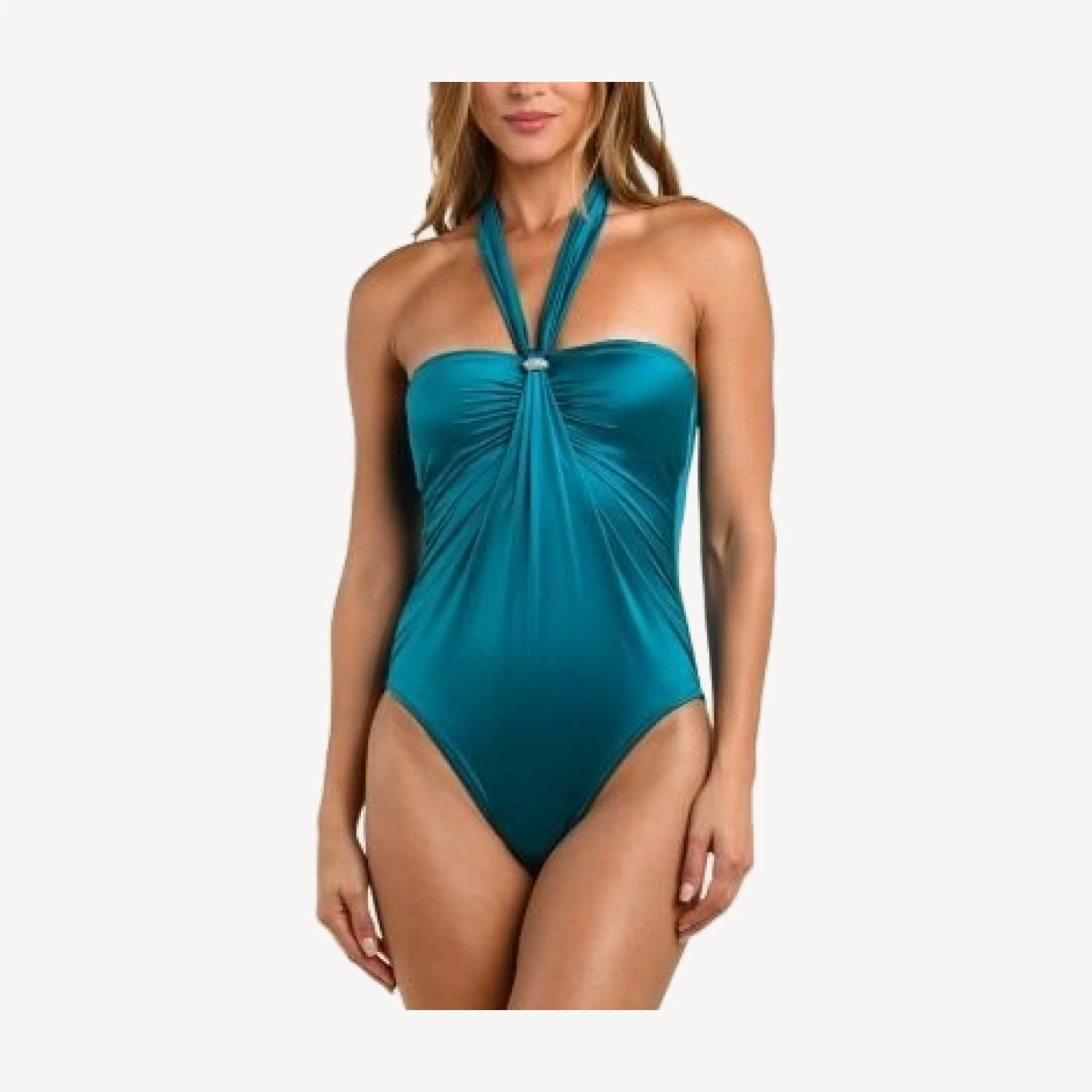 L'Agence Althea Liquid Shine Halter One Piece Swimsuit