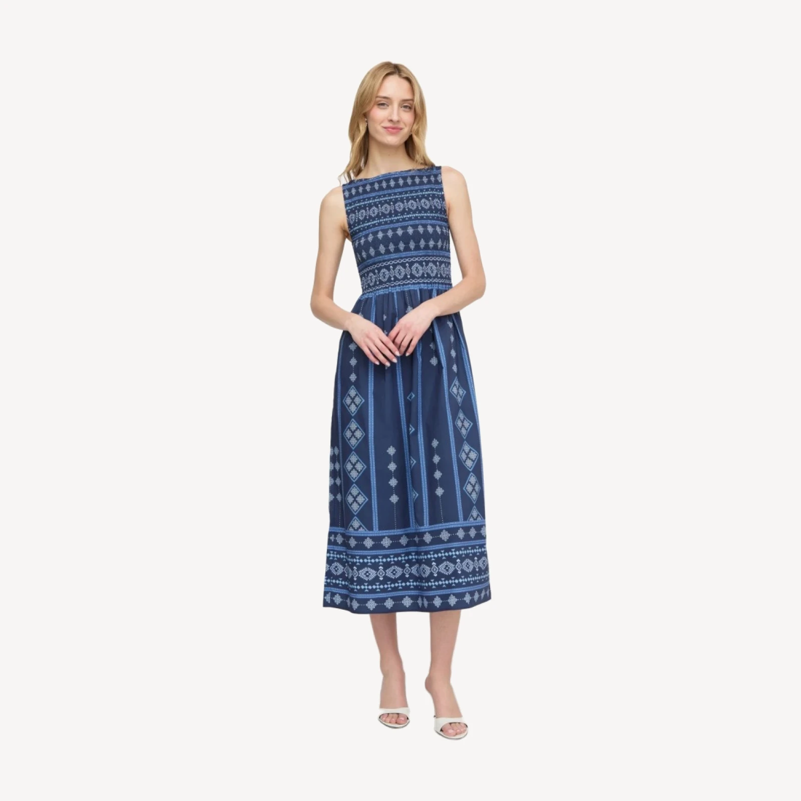 The Cosima Nap Dress - Navy Diamond Batik