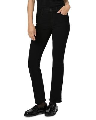Paige Cindy Petite High Rise Straight Leg Jeans in Black Shadow