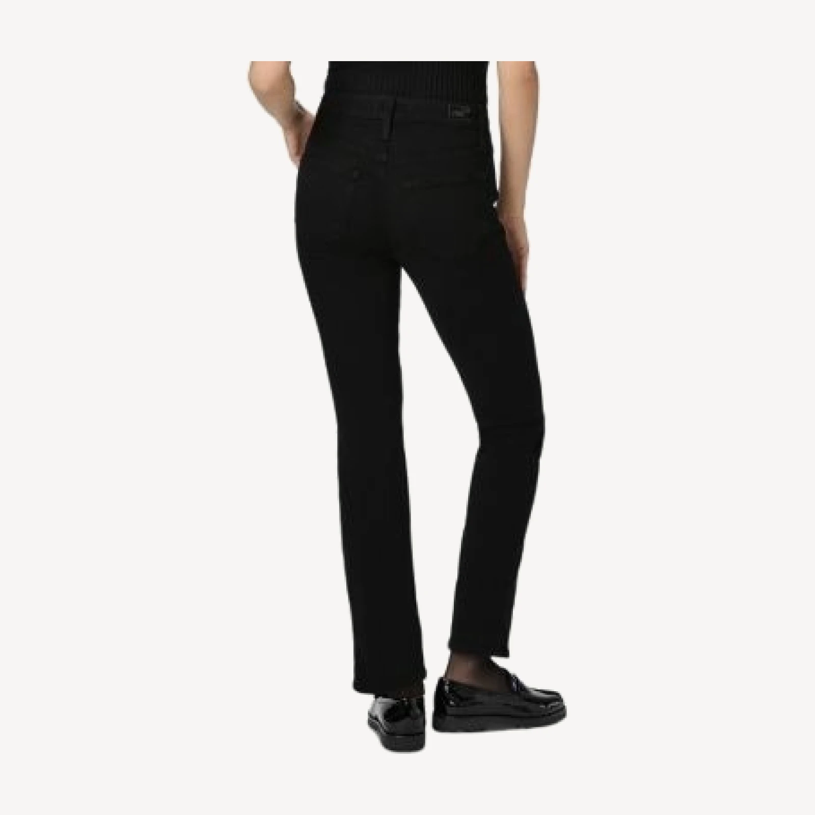Paige Cindy Petite High Rise Straight Leg Jeans in Black Shadow