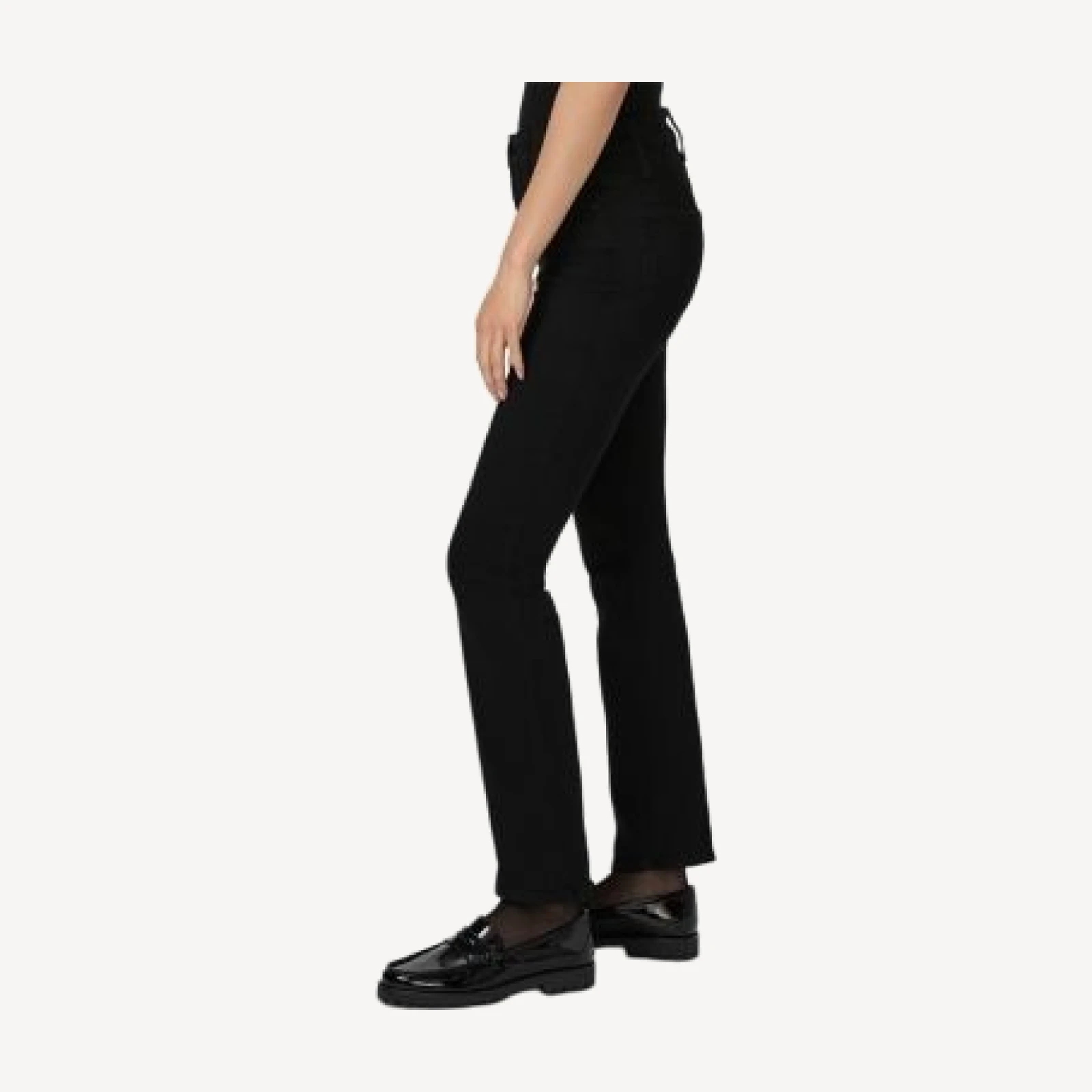 Paige Cindy Petite High Rise Straight Leg Jeans in Black Shadow