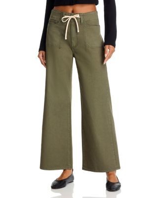 Paige Ari High Rise Drawstring Wide Leg Jeans in Vintage Forester Green