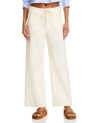 Paige Ari High Rise Drawstring Wide Leg Jeans in Quartz Sand