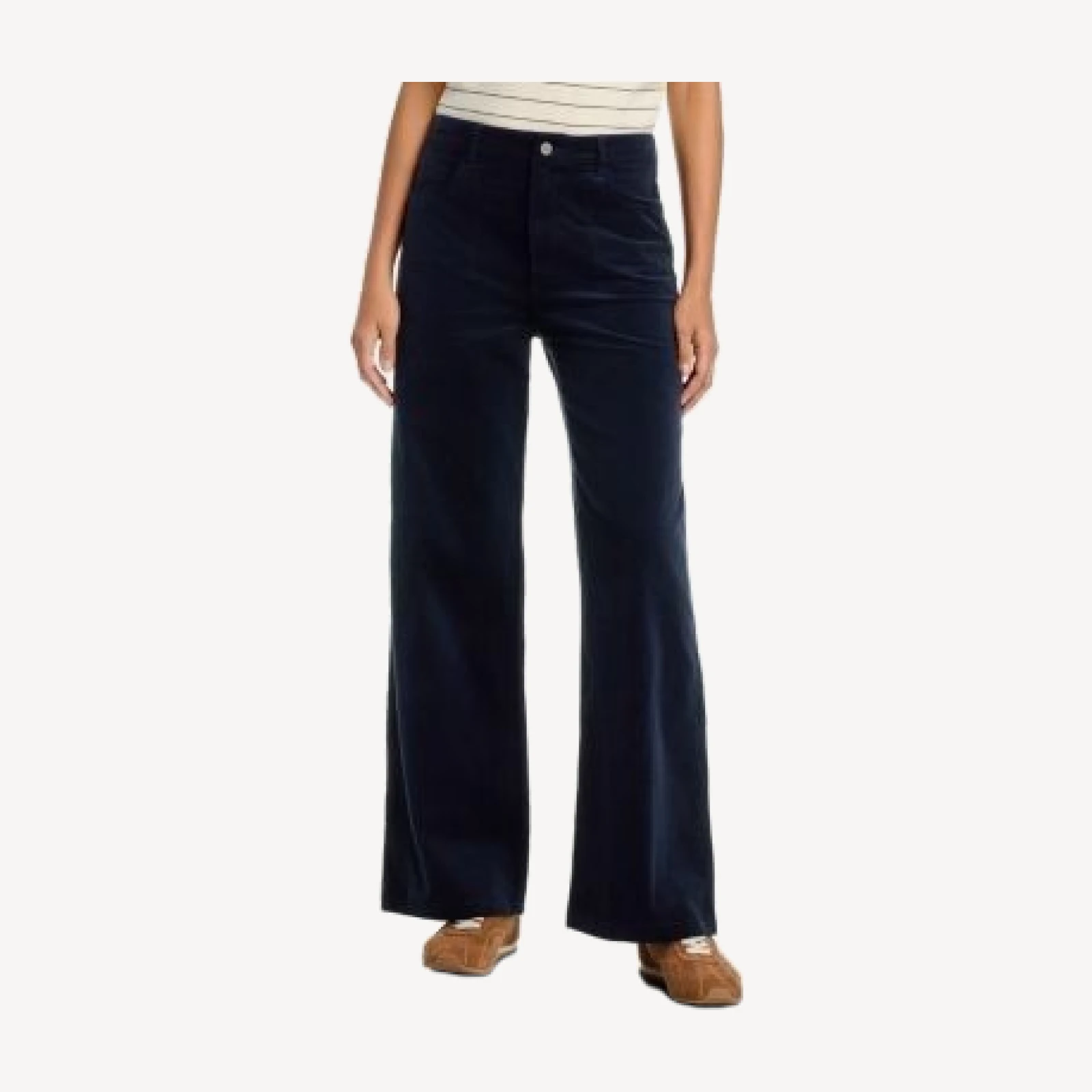 Paige Anessa High Rise Wide Leg Corduroy Jeans in Navy