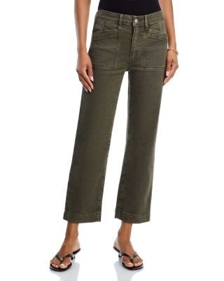 Paige Quincy Mid Rise Relaxed Ankle Jeans in Vintage Forest Moss