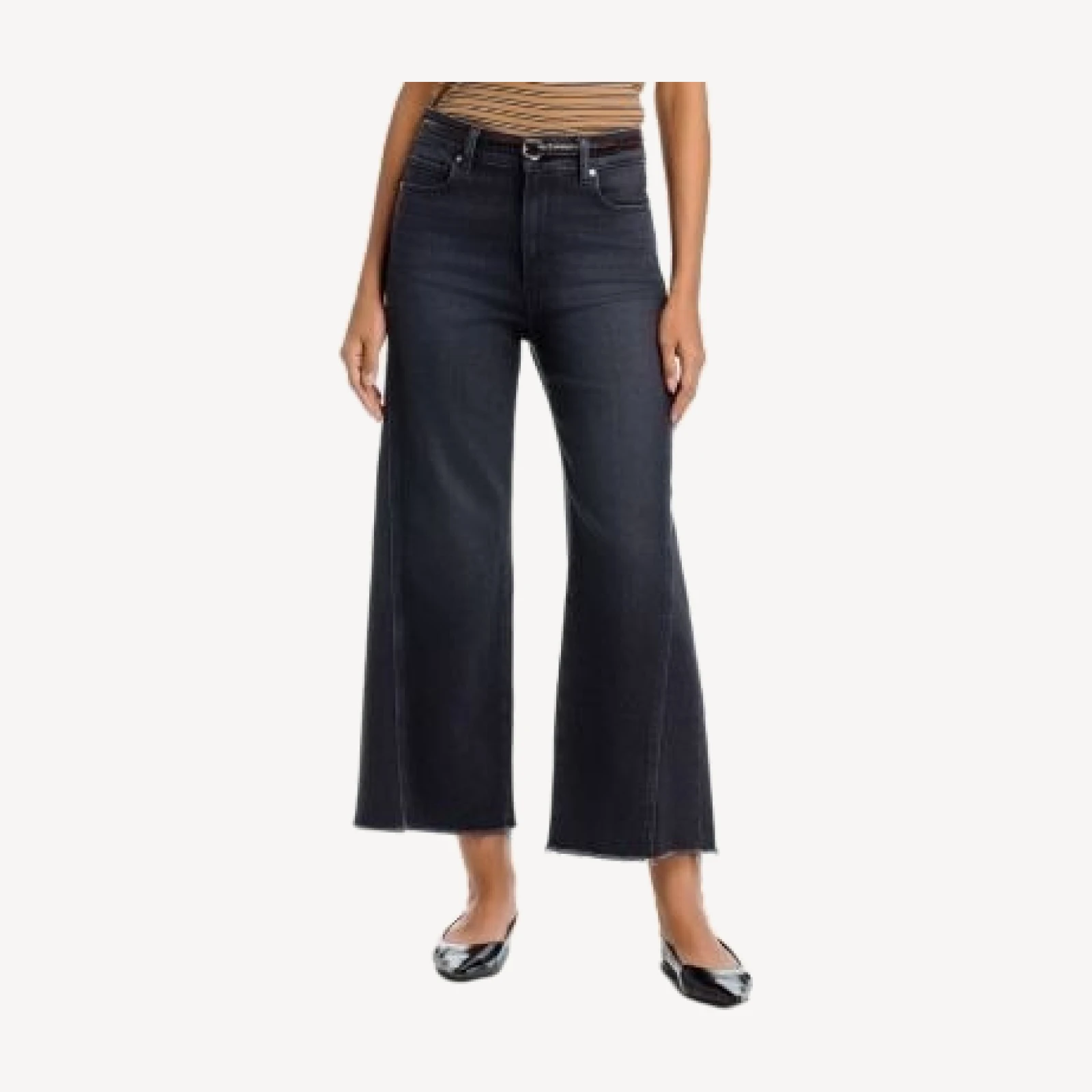 Paige Anessa High Rise Ankle Wide Leg Jeans in Ink Black