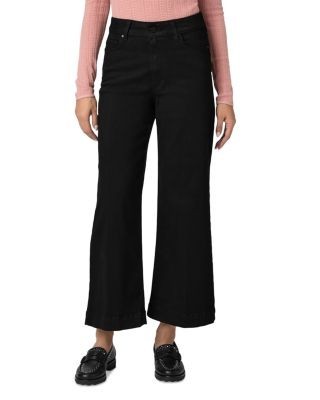Paige Anessa Petite High Rise Wide Leg Jeans in Black Shadow