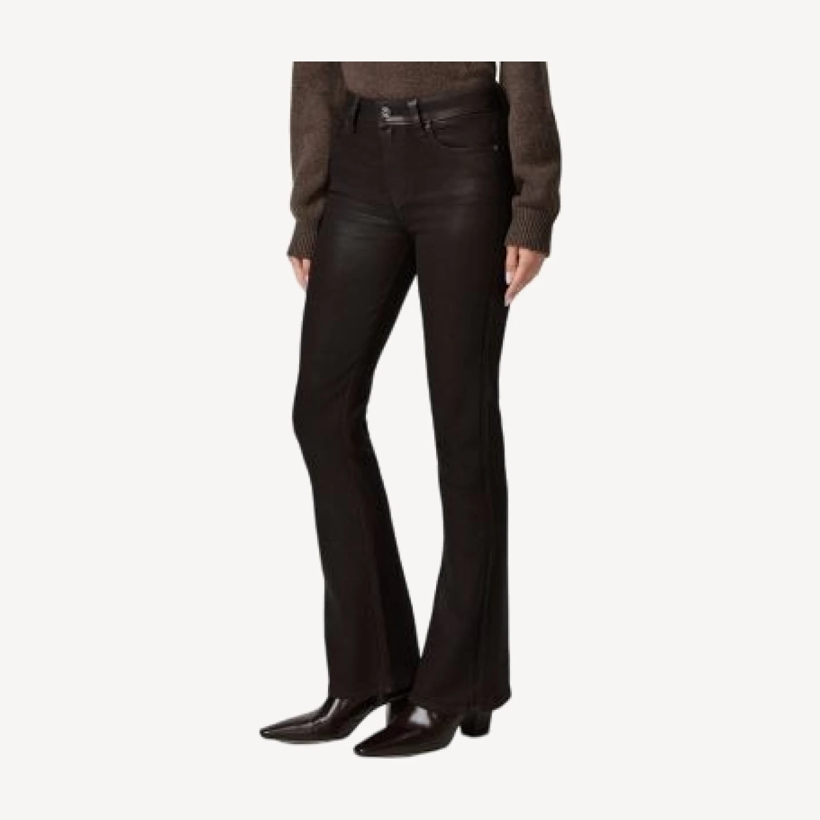 Paige Laurel Canyon High Rise Bootcut Jeans in Chicory Coffee Luxe Coated