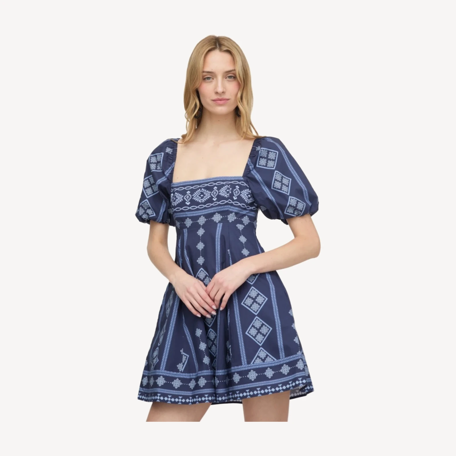 The Matilda Mini Dress - Navy Diamond Batik