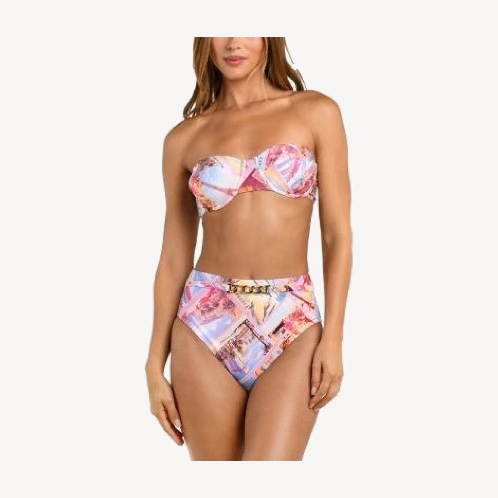 L'Agence Vanessa Postcard Print High Waist Bikini Bottom